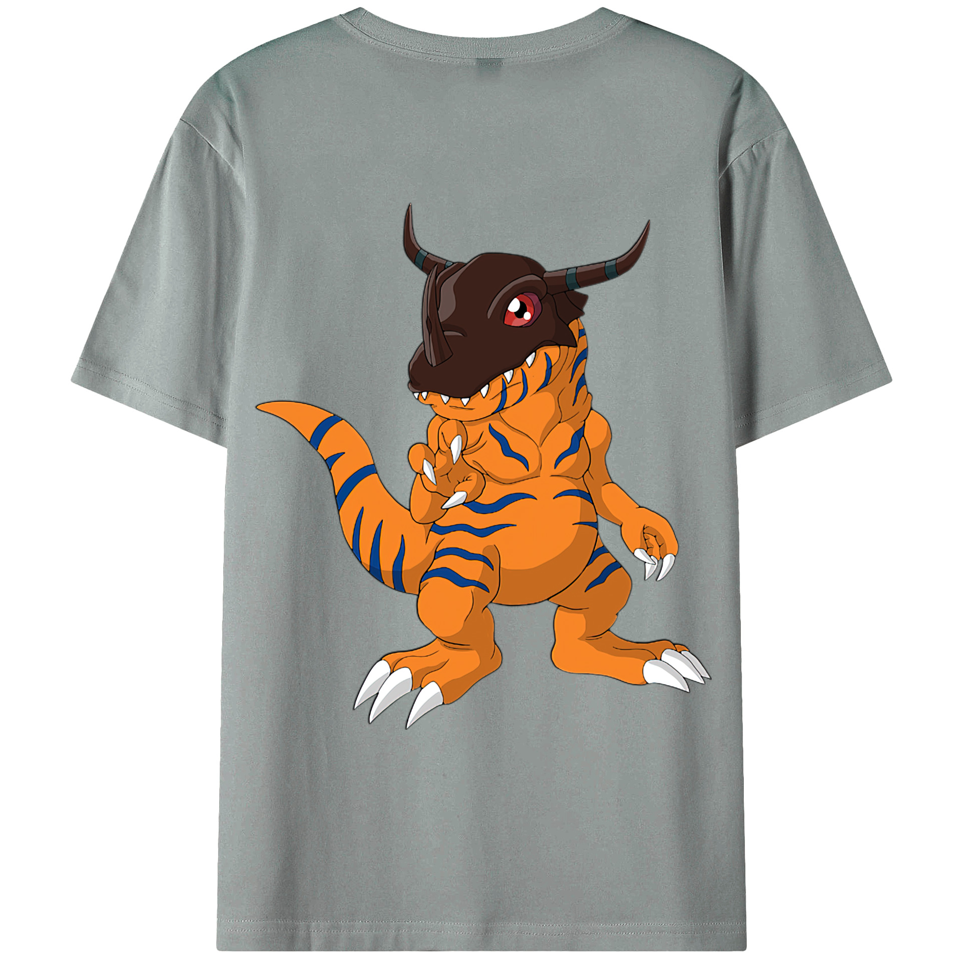 （画像用） Digimon デジタルモンスター/デジモン 綿100％ メンズ半袖Tシャツ（バックプリント） 通気性